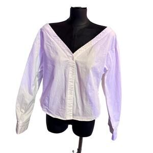 FEW MODA WHITE V NECK BLOUSE SZ XL 100% COTTON